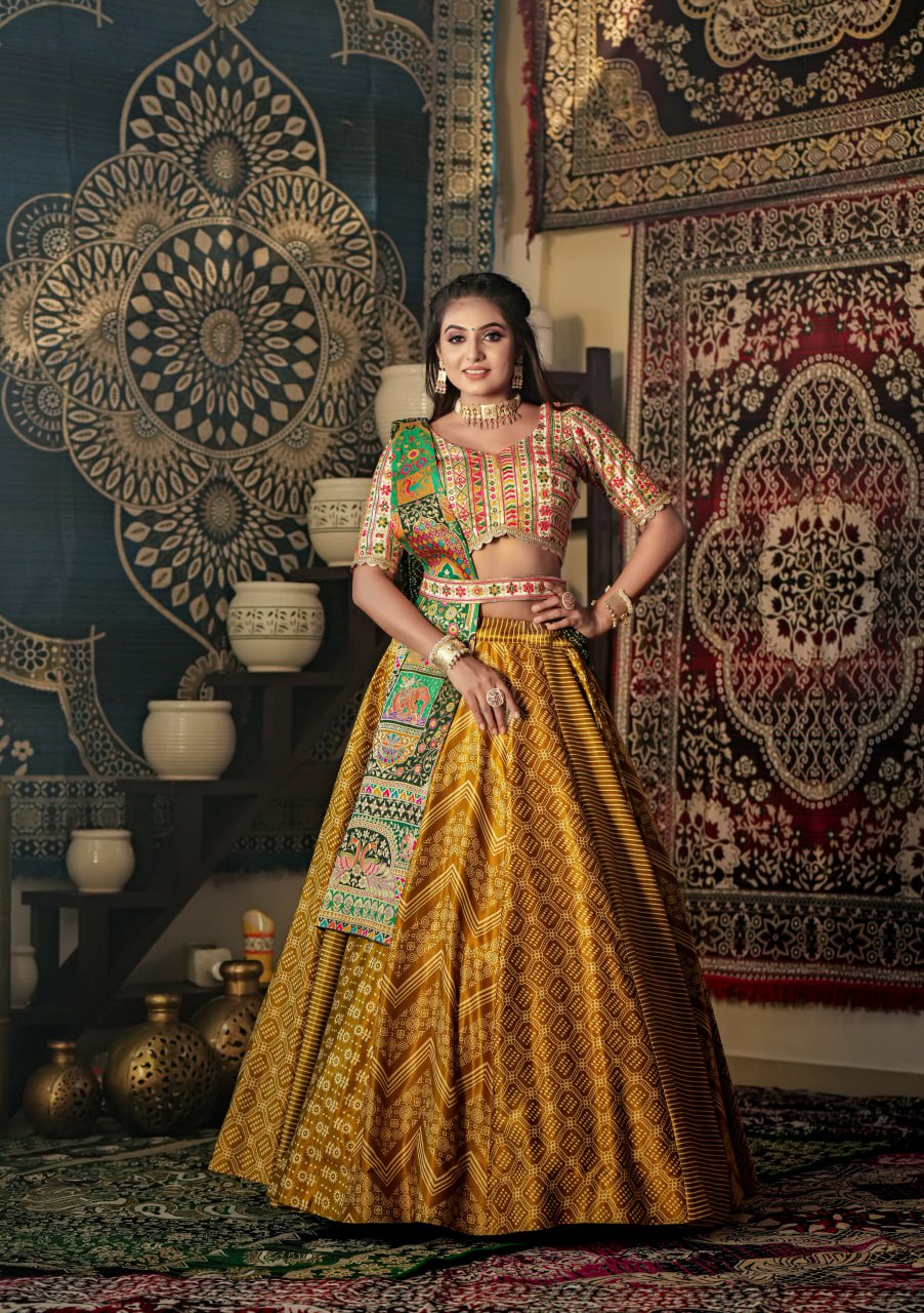 Buy ETHNICTREE Women's Fully Stitched Hand-Work With Digital Print Lehenga,  Choli With Net Dupatta - L - (D.NO.389) at Amazon.in