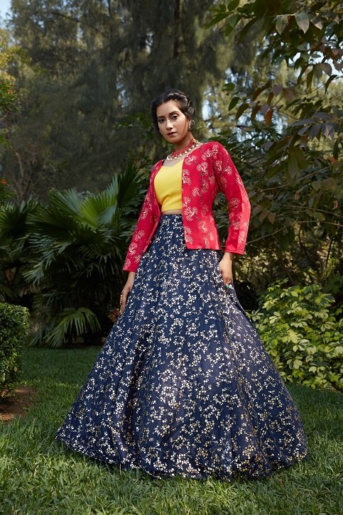 Shop Purple Georgette Embroidered Designer Lehenga Choli With Jacket  Festive Wear Online at Best Price | Cbazaar