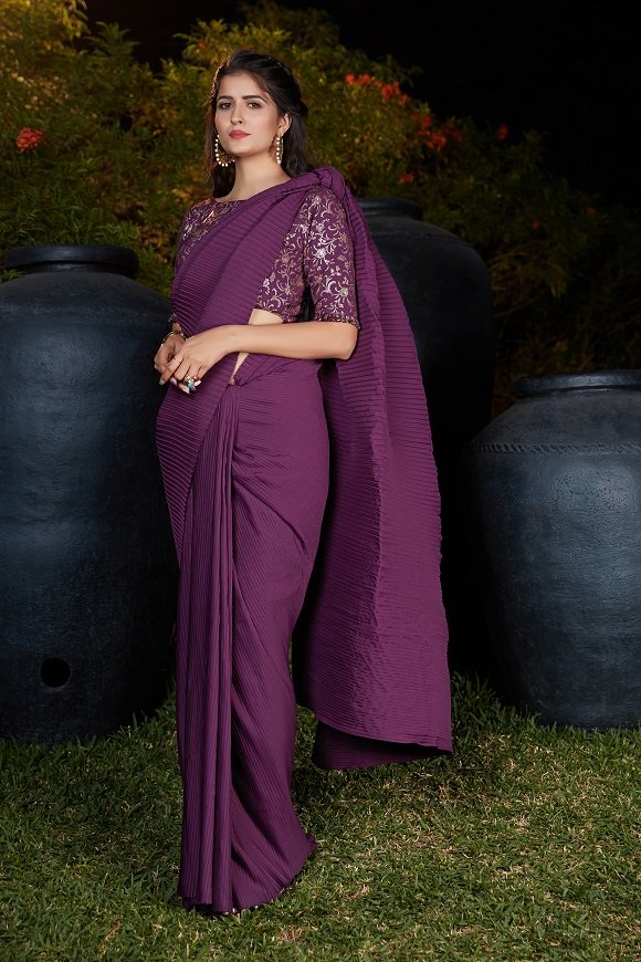 Purple Color Exclusive Party Wear Saree Collection