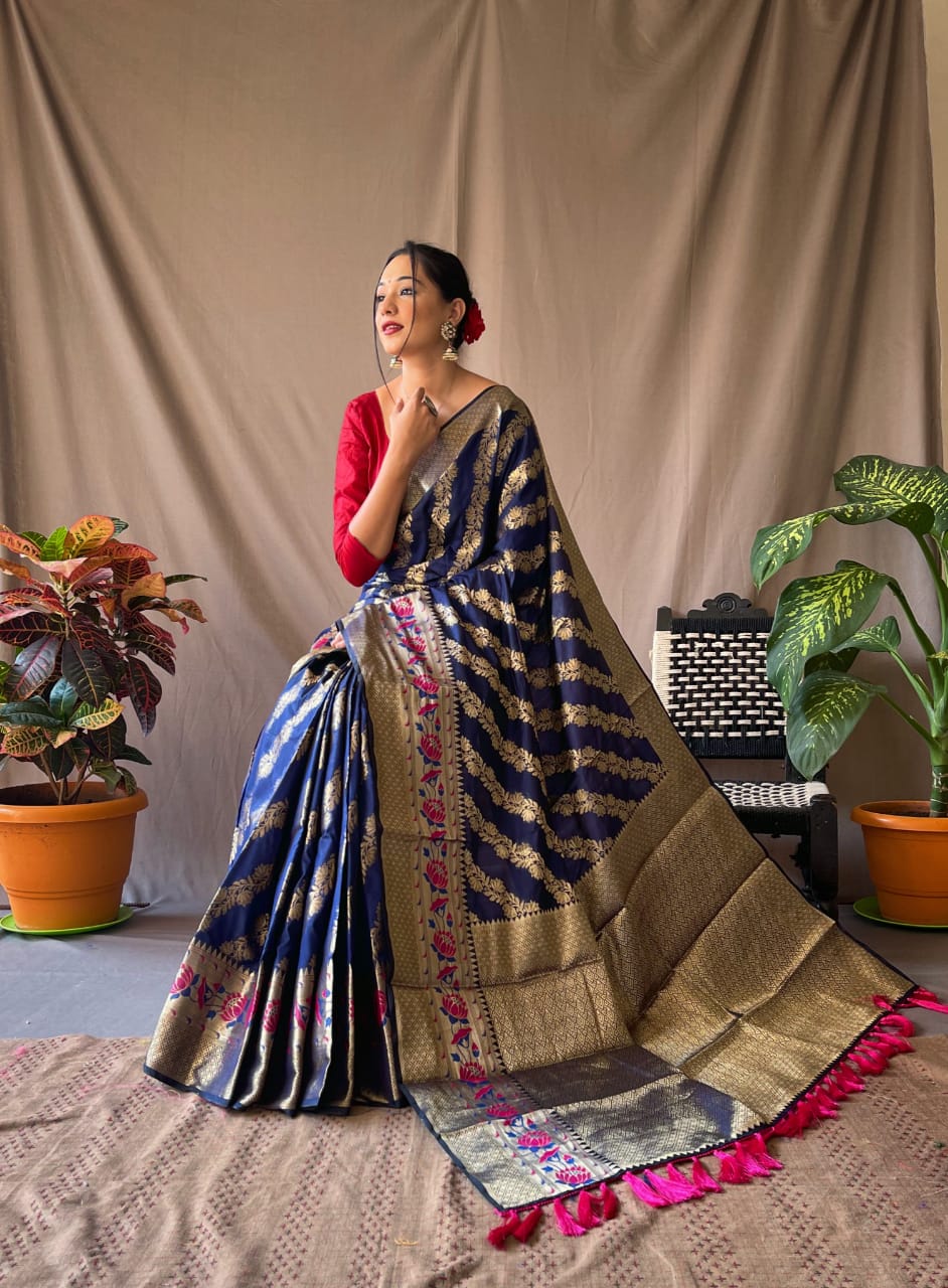 Designer Silk Saree with Zari Work | Zarkaashi