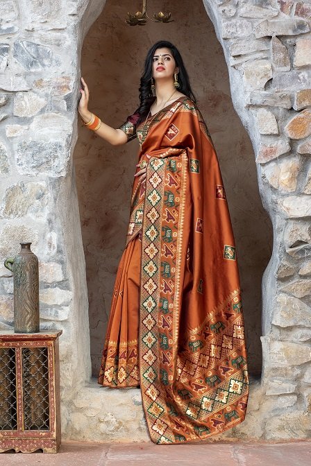 Orange Patola Silk Saree Collection