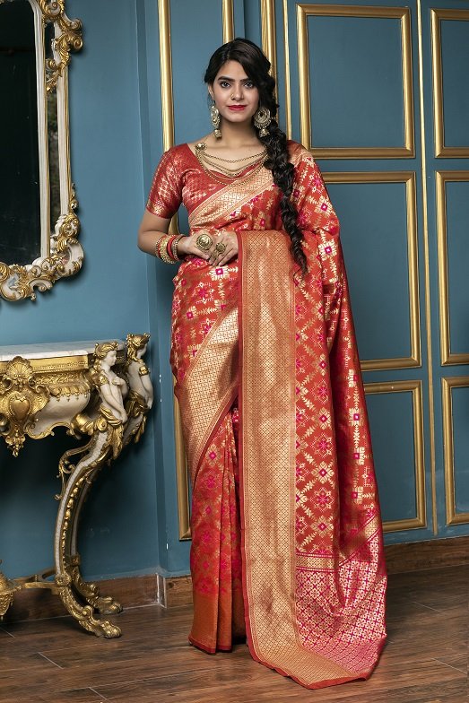 Red Banarasi Weaving Saree Collection