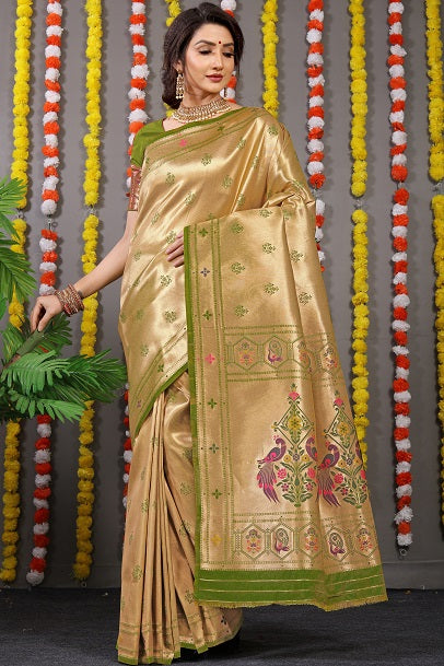 Paithani Soft Silk Handloom Saree With Pure Zari With Blouse Piece