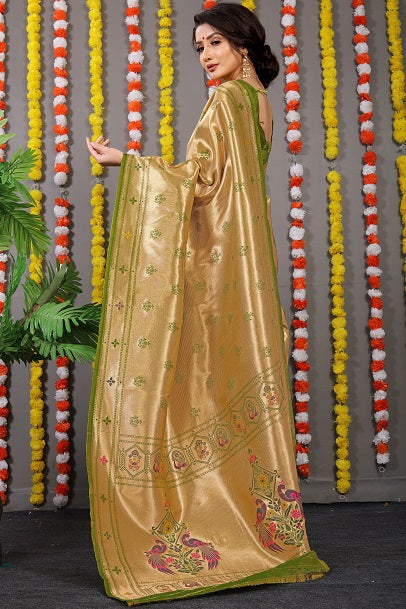 Paithani Soft Silk Handloom Saree With Pure Zari With Blouse Piece
