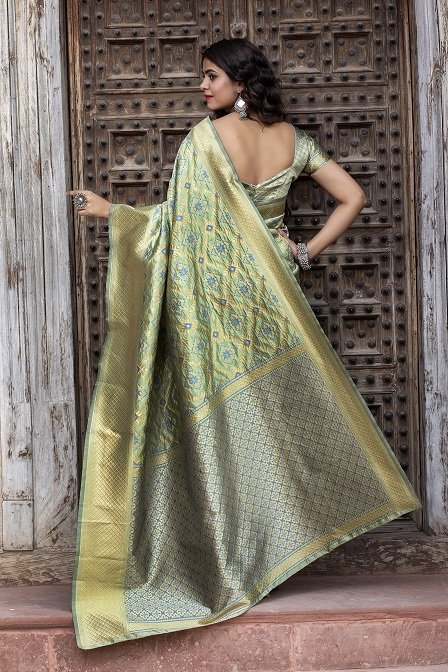 Pista Banarasi Weaving Silk Saree Collection