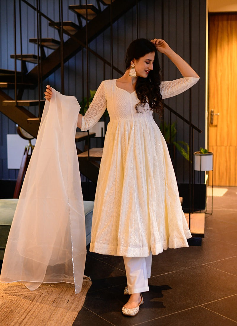 Chikankari Anarkali (Gown) | Buy beautiful designer Chikankari Anarkali |  Dress365Days – Dress365days