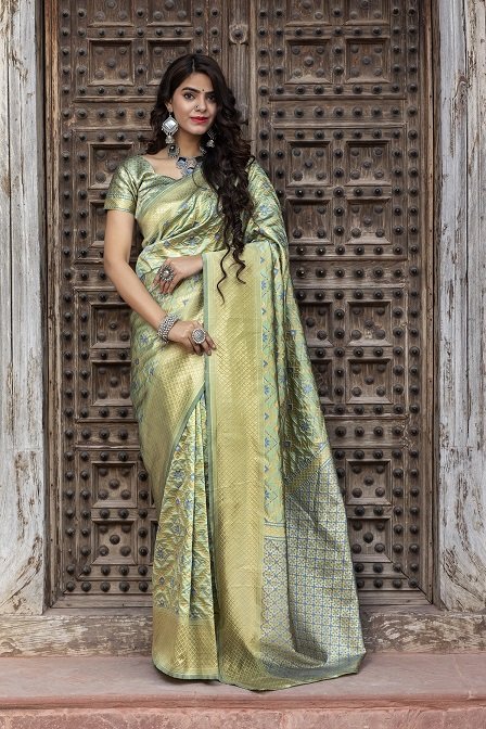 Pista Banarasi Weaving Silk Saree Collection