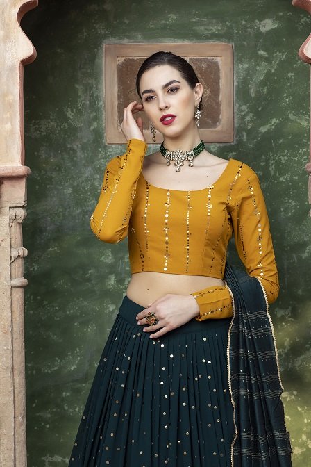 Designer Yellow Color Georgette Sequence Work Lehenga Choli – tapee.in