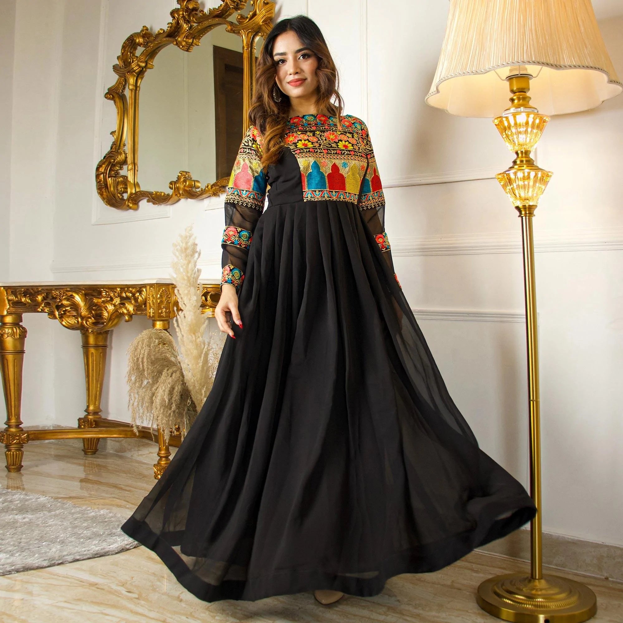 Designer Party Wear Floor Touch Anarkali Gown -618D | Omzara