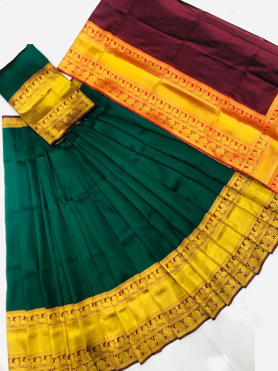 Green Colour Kanjiveram Silk Zari Lehanga With Blouse Along With Banarasi Silk Duppta