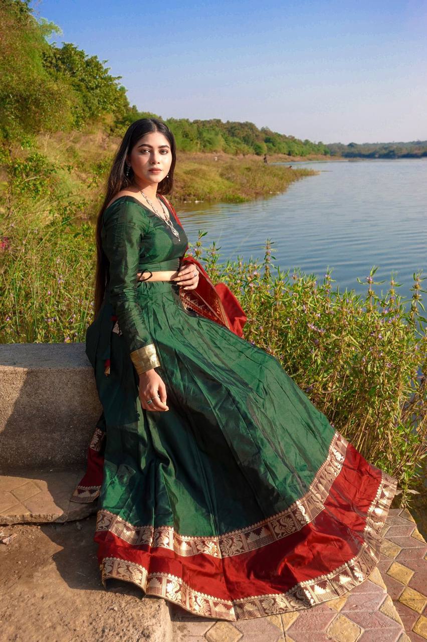 Majesty Dark Green Colored Party Wear Embroidered Silk Lehenga Choli, सिल्क  लहंगा - Maia Nava, Bengaluru | ID: 2851808927333