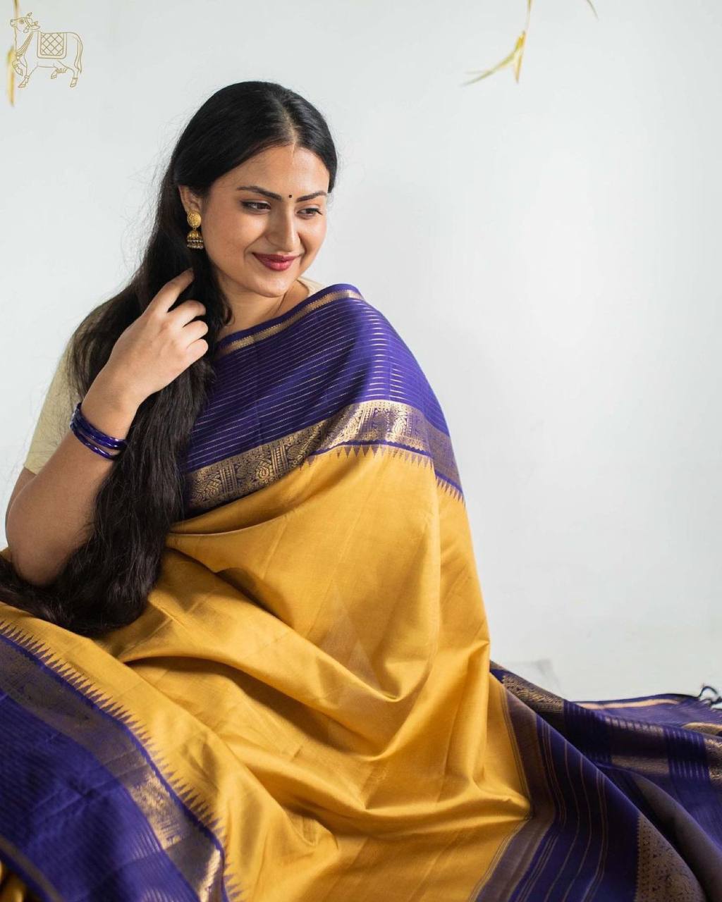 Golden Yellow Banarasi Beautiful Zari Work In Form Of Traditional Motifs Soft Silk Saree