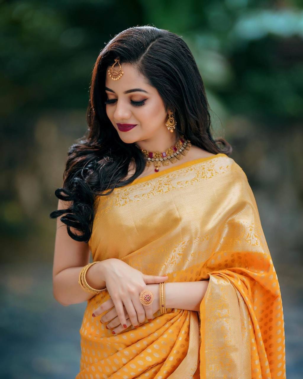 Royal Yellow Banarasi Beautiful Zari Work In Form Of Traditional Motifs Soft Silk Saree