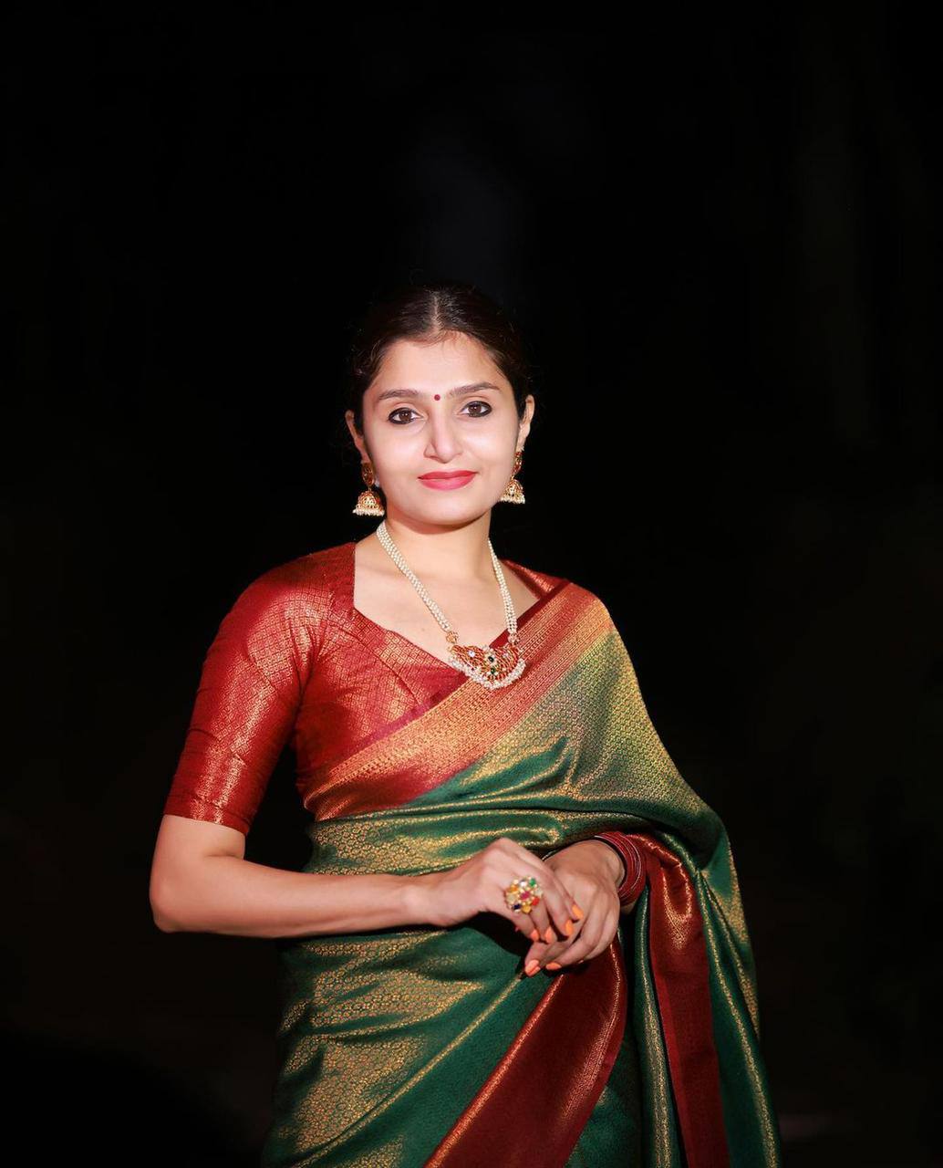 Green Banarasi Beautiful Zari Work In Form Of Traditional Motifs Soft Silk Saree