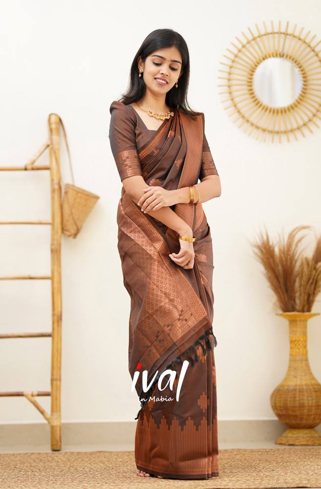 Buy BT FASHION Embellished, Geometric Print Bollywood Chiffon Brown Sarees  Online @ Best Price In India | Flipkart.com