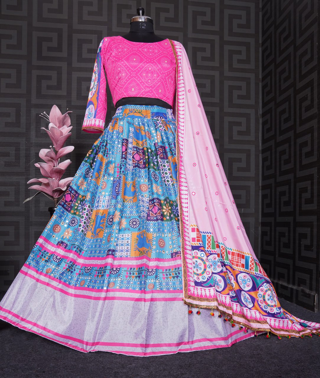 Pink Colour Digital Printed Work Navratri Lahenga Choli With Dupatta