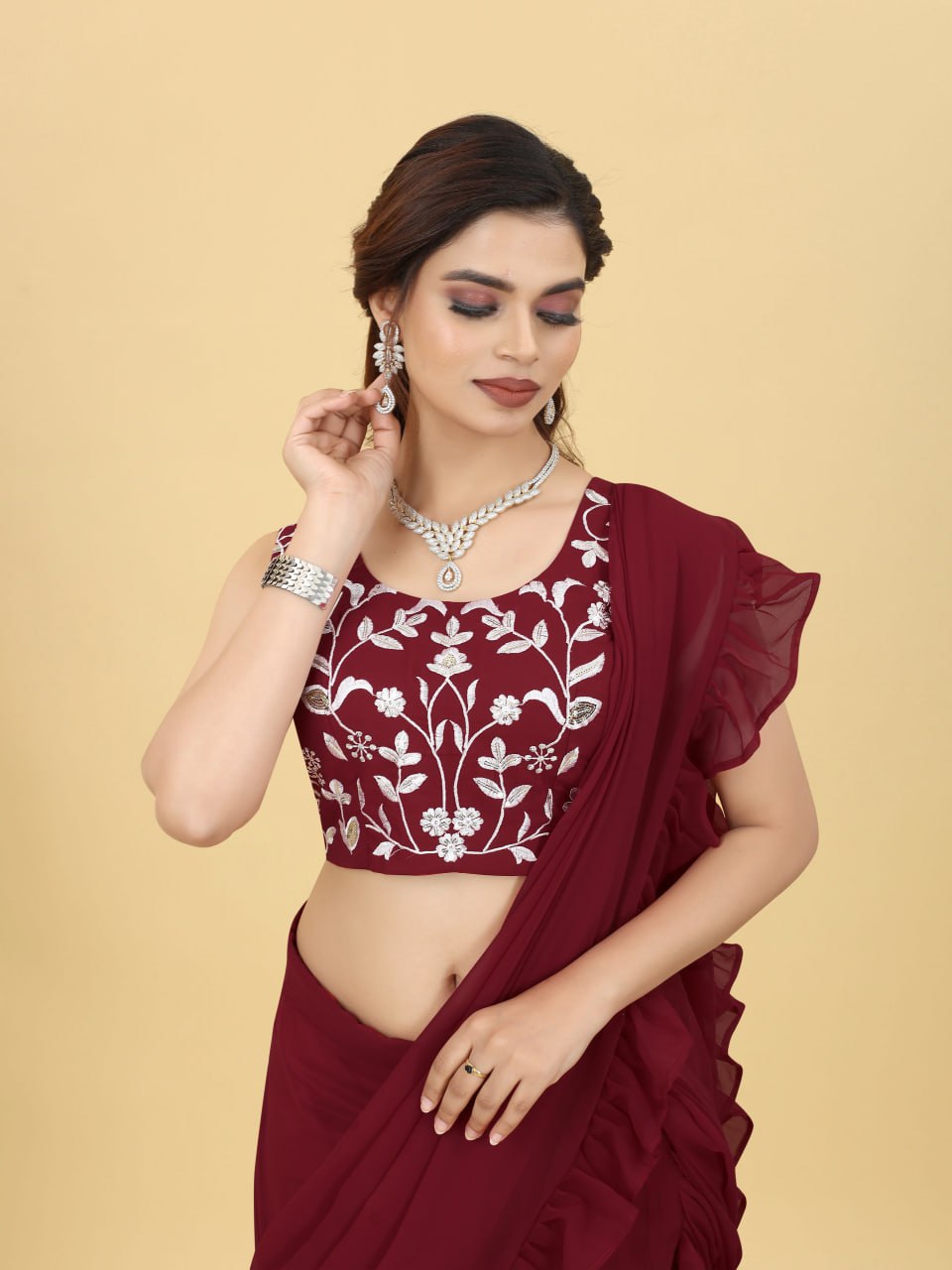 Embroidered Bridal Lehenga Saree (Pink) in Hyderabad at best price by Saaz  Wedding Mall - Justdial