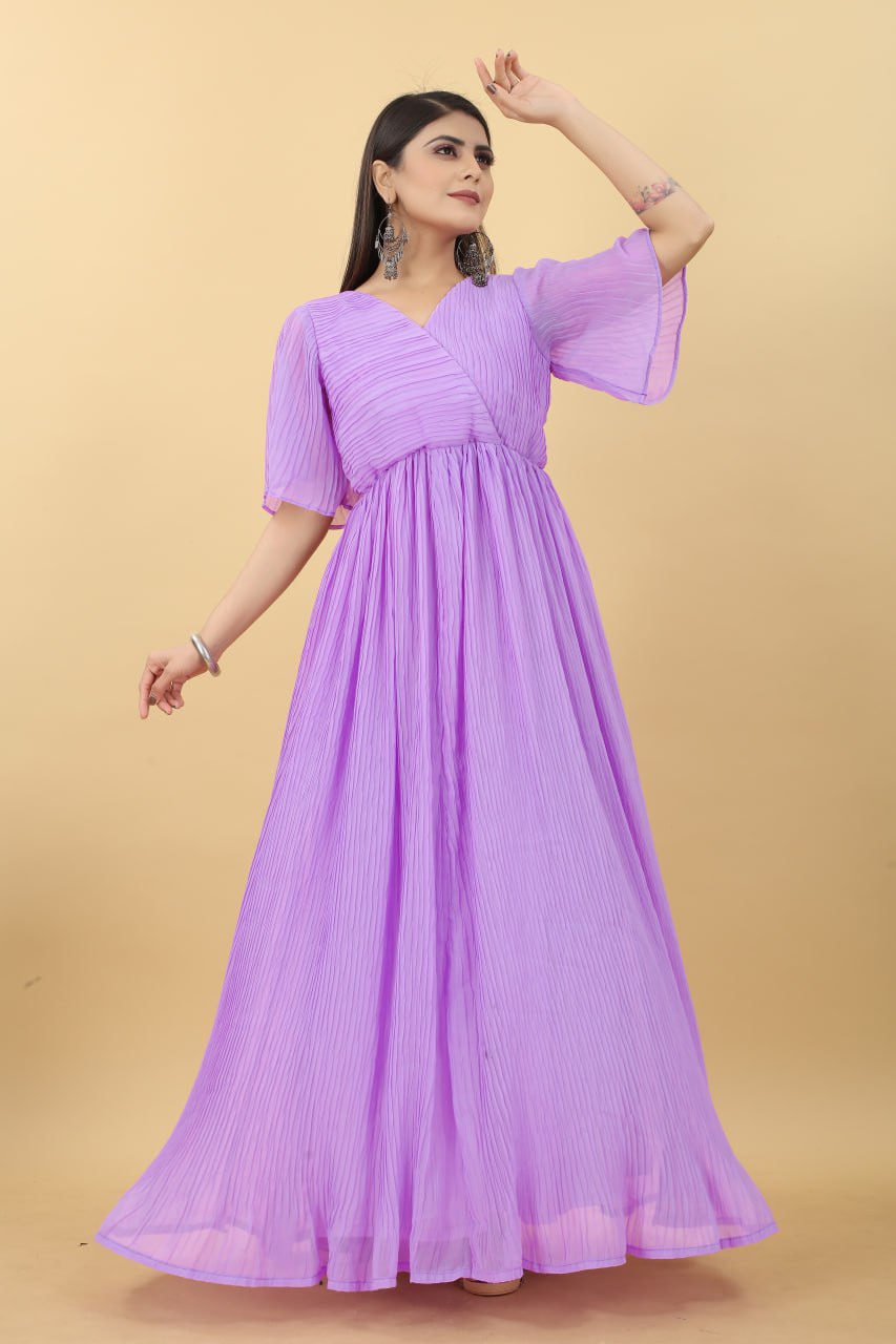 Simple Elegant Dress | Fully Lined | Violet Color – E-Modesta