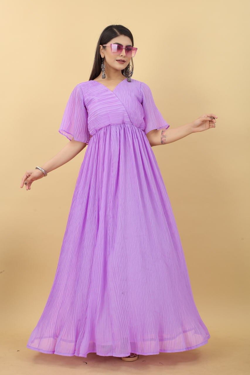 Beautiful Light Pink Color Ruffle Flair Anarkali Gown – Amrutamfab