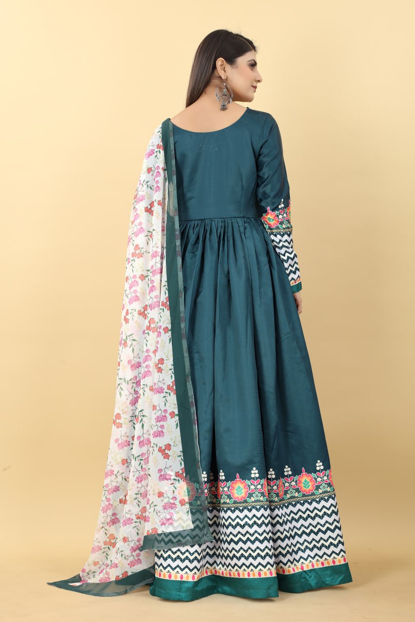Grey Embroidered Long Sleeves Gown – Megha and Jigar