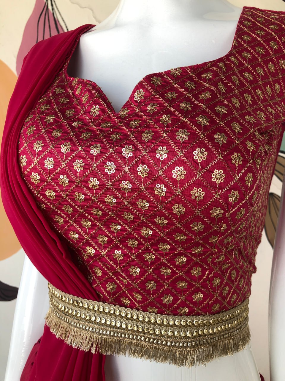 Mulberry Rani Colour Designer Lehenga Choli Full Stitched