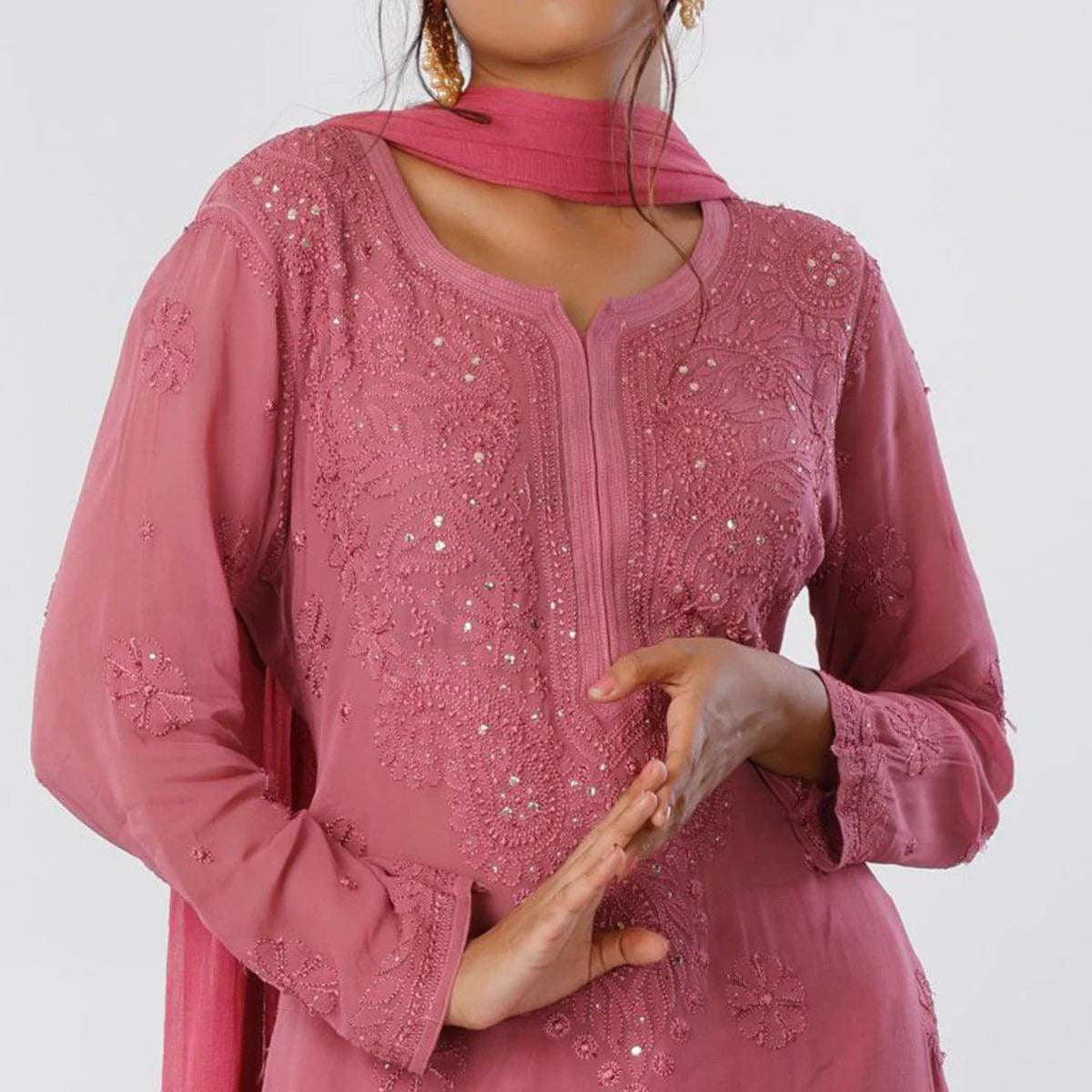 Good Looking Pink Color Fancy Georgette Kurti at Rs 550 | Athwa | Surat |  ID: 14683354862