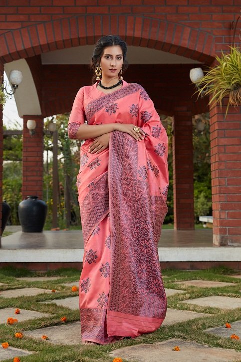 Dark Pink Banarasi Silk Weaving Saree