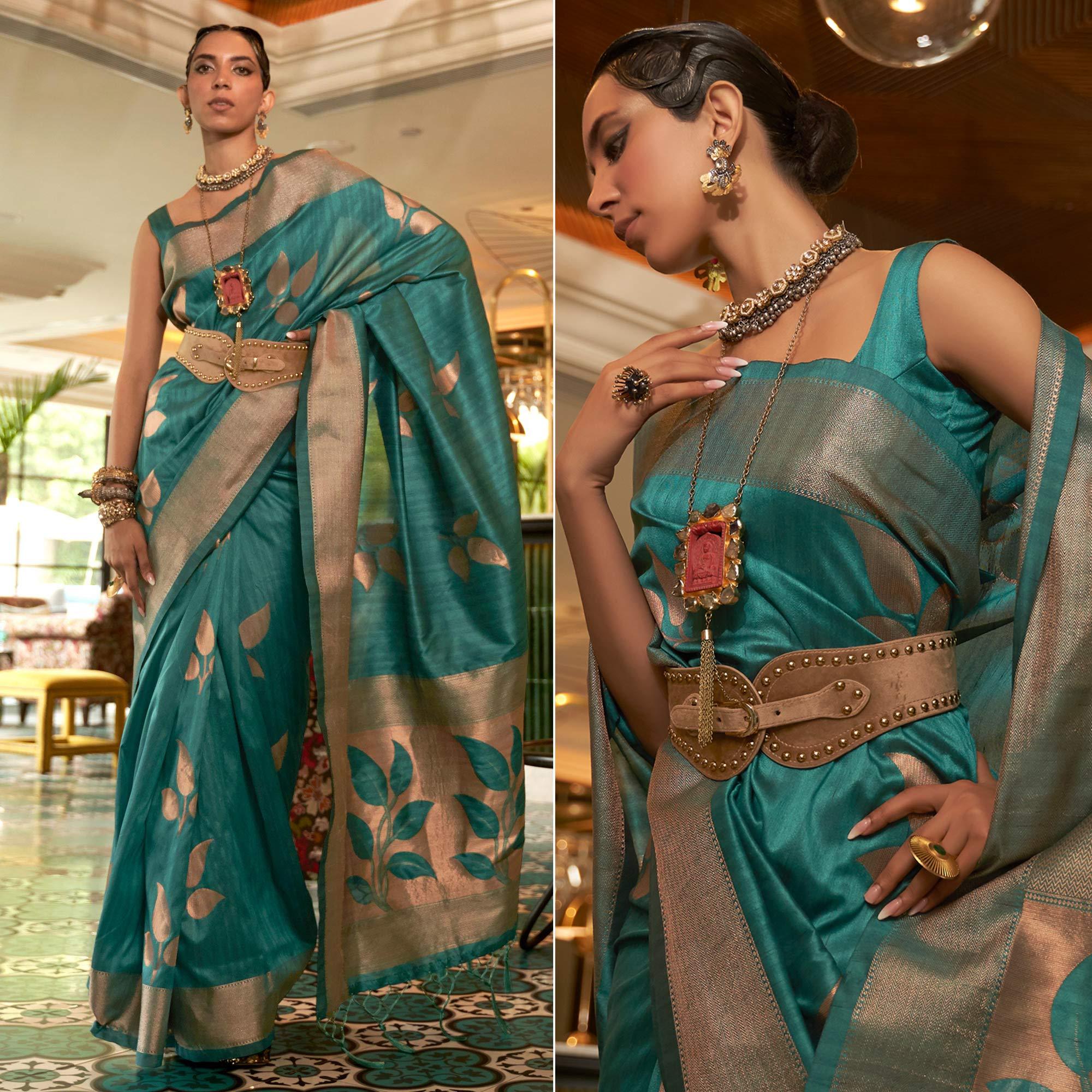 Women's Woven Art Silk Saree With Un-stitched Blouse